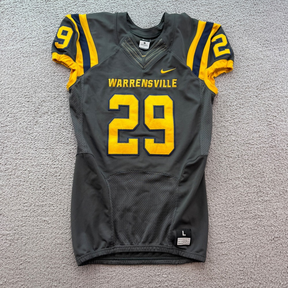 Nike Mens Warrensville Heights High School Football Jersey Grey Yellow Size L